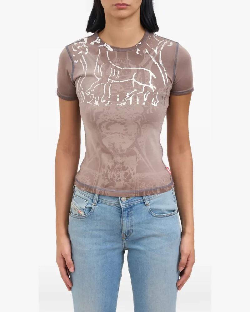 Diesel print T-shirt - Braun Braun