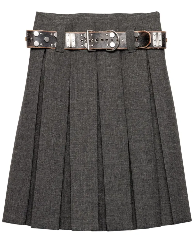 Prada Faltenrock mit Gürtel - Grau Grau