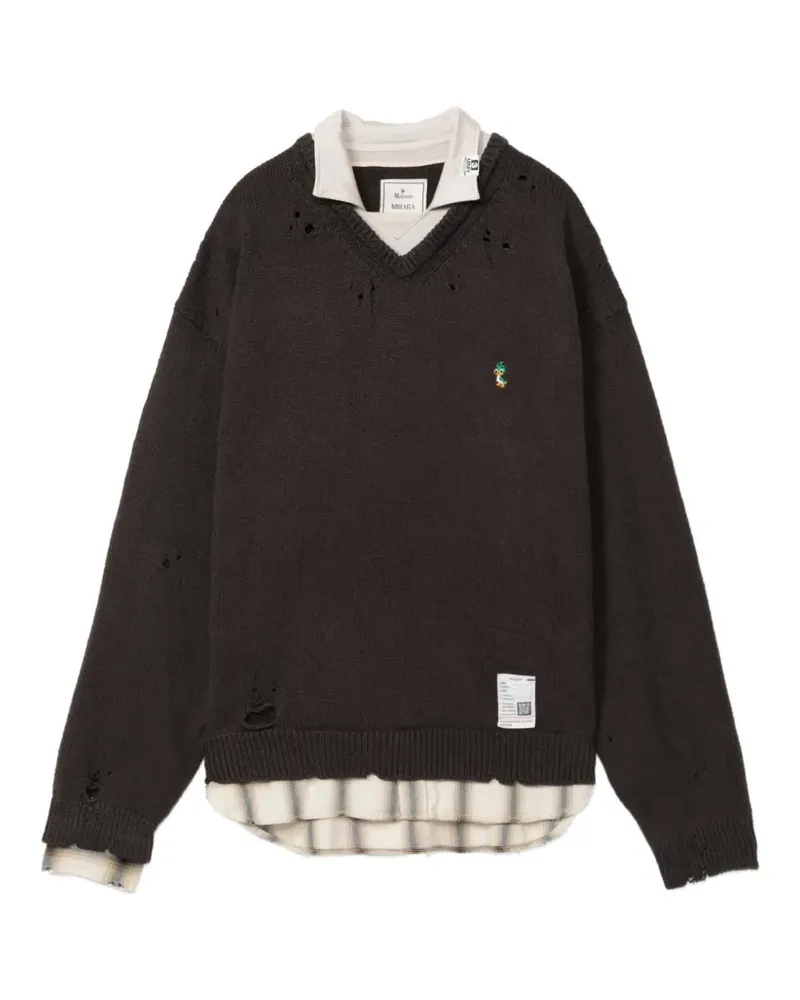 MIHARAYASUHIRO Pullover im Layering-Look - Schwarz Schwarz