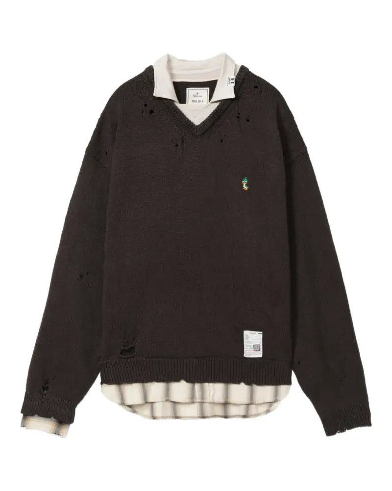MIHARAYASUHIRO Pullover im Layering-Look - Schwarz Schwarz