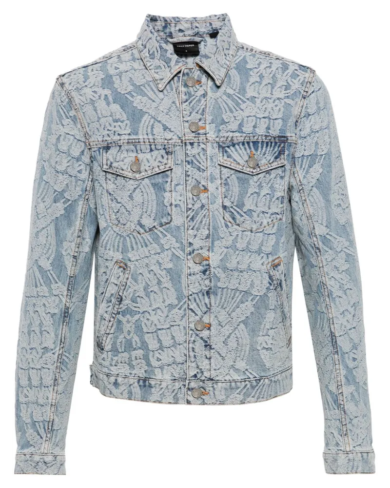 Daily Paper Jeansjacke aus Monogramm-Jacquard Blau