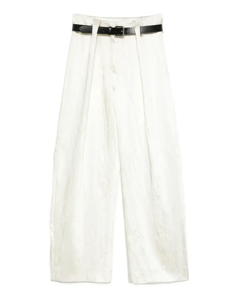 SPORTMAX belted textured palazzo pants - Weiß Weiß