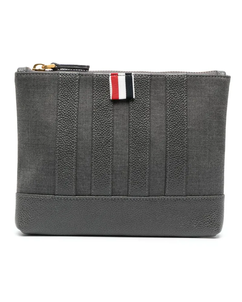 Thom Browne Kulturbeutel mit Streifen - Grau Grau