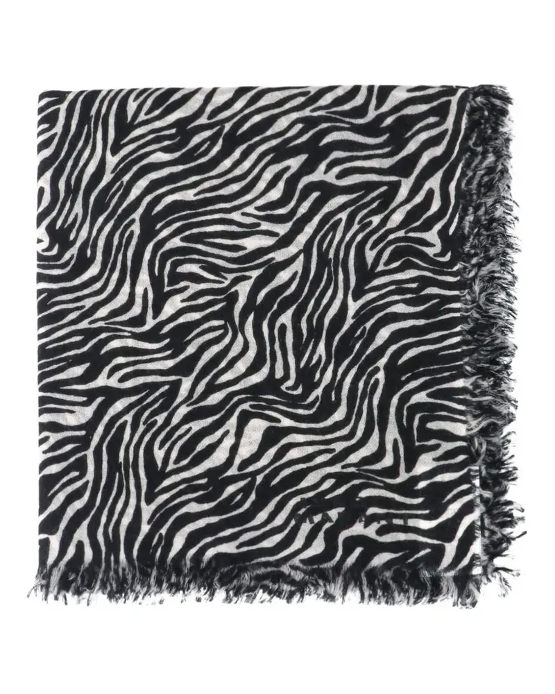 Isabel Marant zebra-print frayed scarf - Schwarz Schwarz