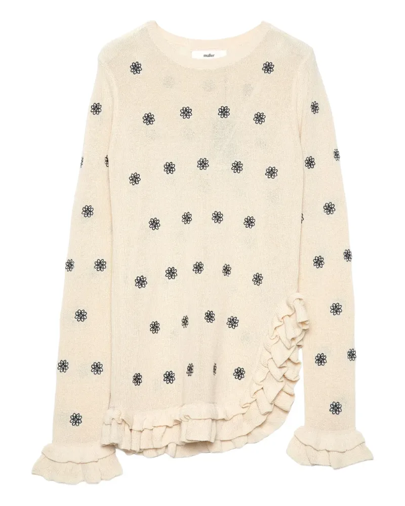Muller of Yoshiokubo floral ruffled top - Nude Nude