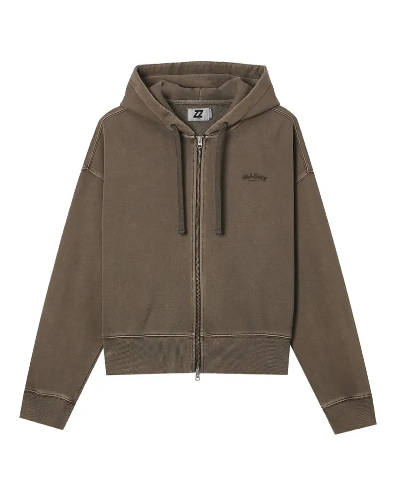 Izzue logo-embroidered zip-up hoodie - Braun Braun