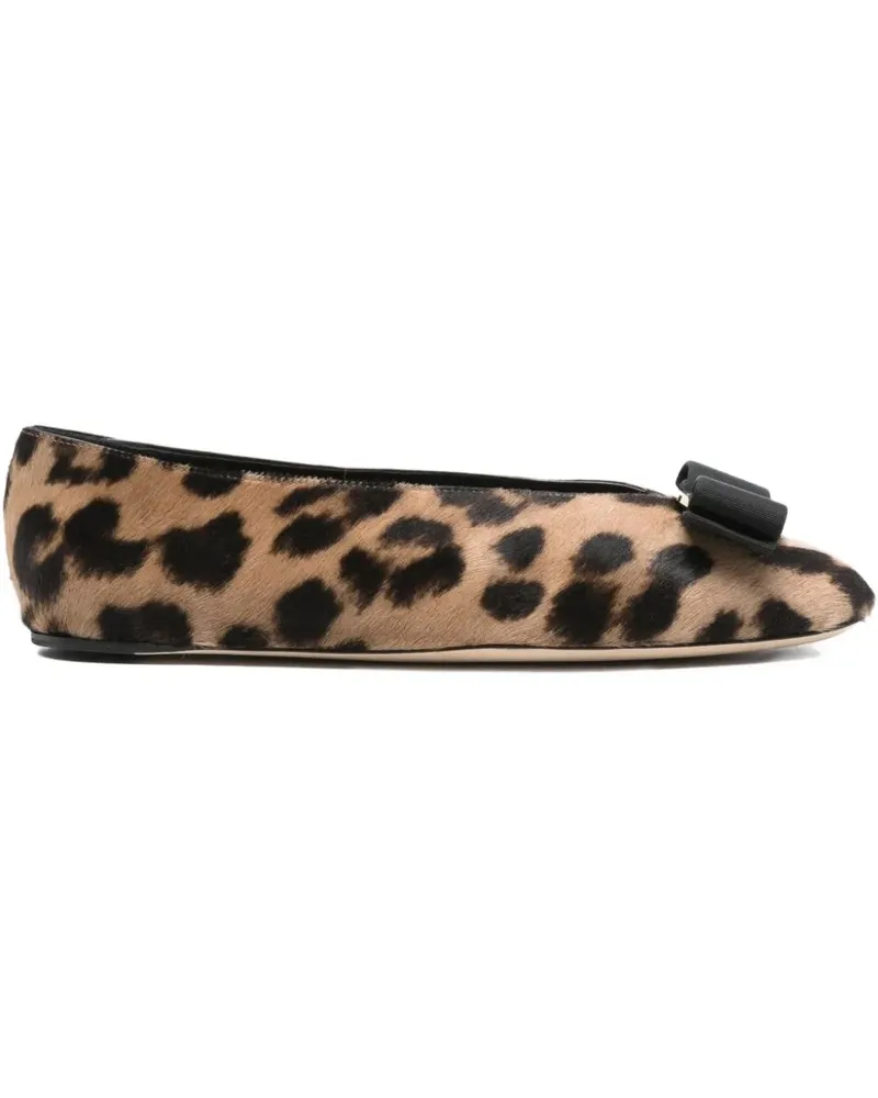 Ferragamo Ballerinas mit Leoparden-Print - Braun Braun