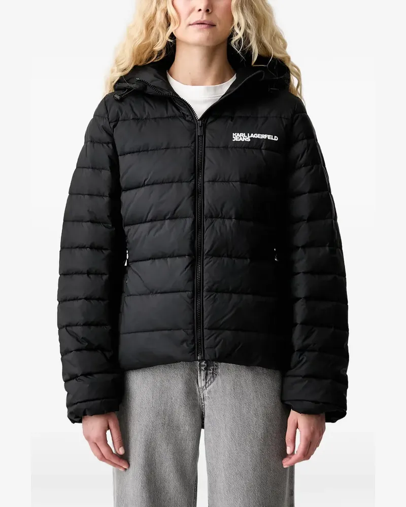 Karl Lagerfeld Gesteppte Kapuzenjacke - Schwarz Schwarz