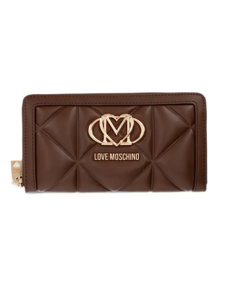 Moschino Gestepptes Portemonnaie mit Logo-Schild - Braun Braun