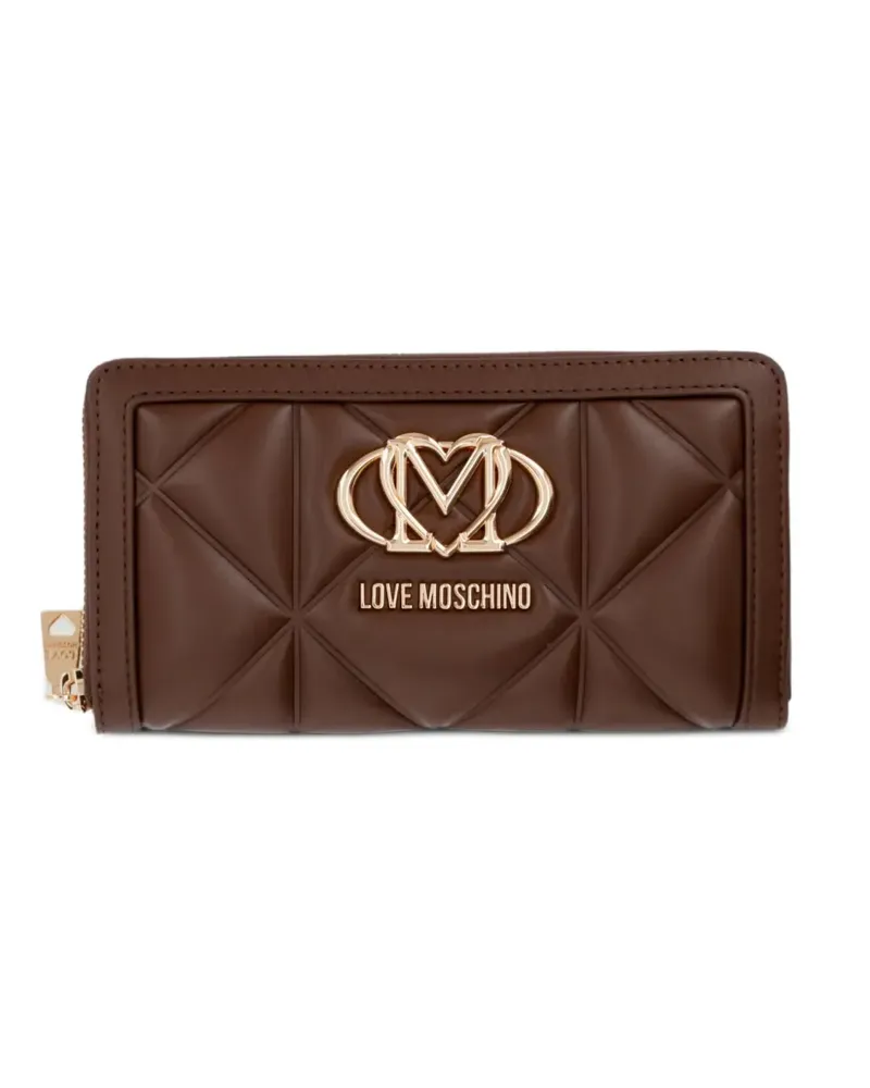 Moschino Gestepptes Portemonnaie mit Logo-Schild - Braun Braun