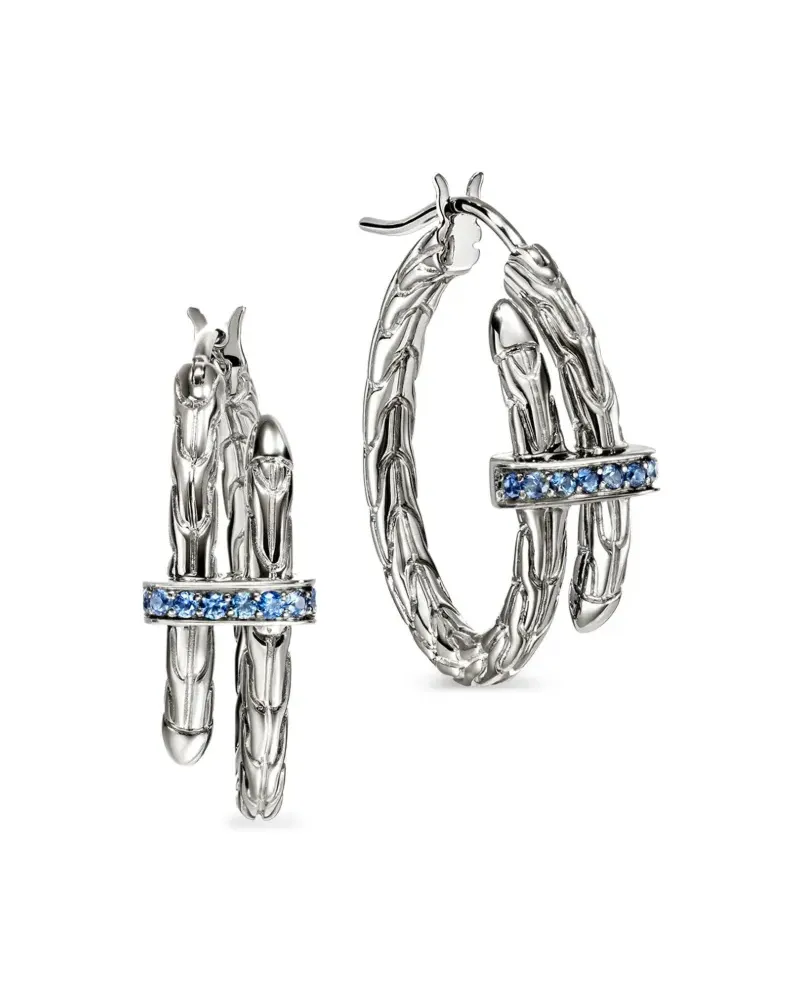 John Hardy Spear Sterlingsilber-Creolen mit Saphir Silber