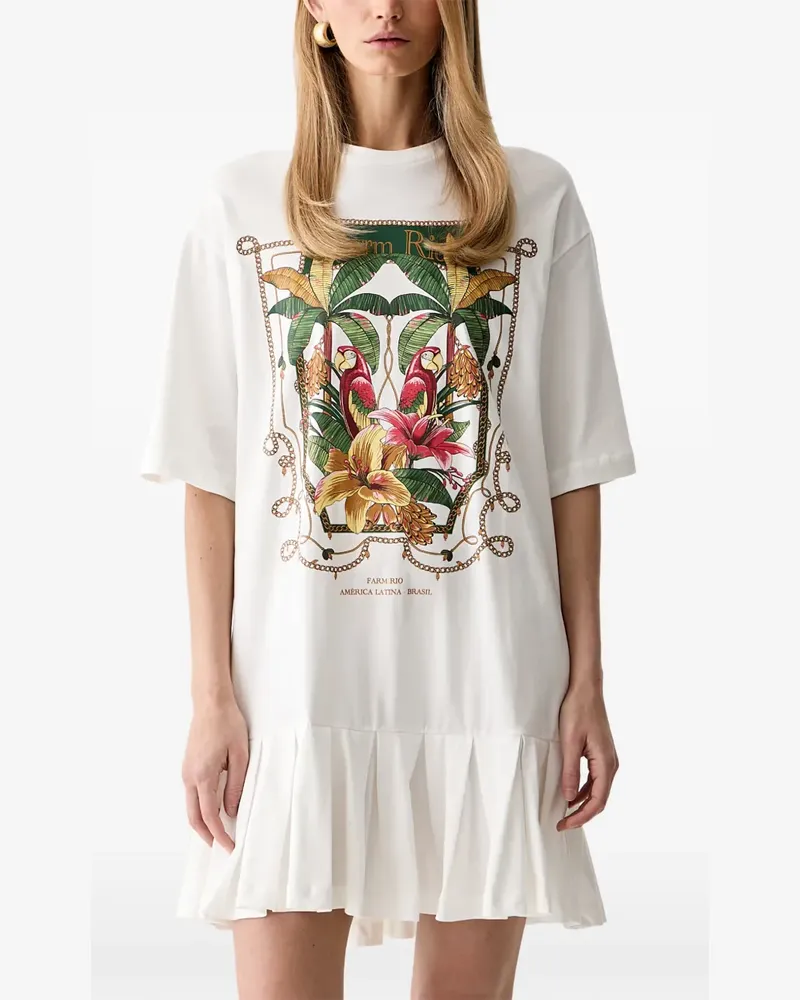 FARM Rio Tropical Royalty Minikleid mit Print - Weiß Weiß