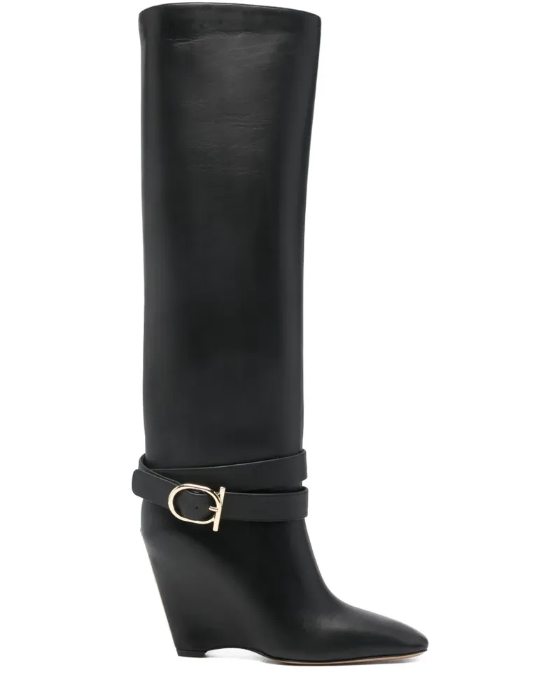 Ferragamo strap wedge boots - Schwarz Schwarz