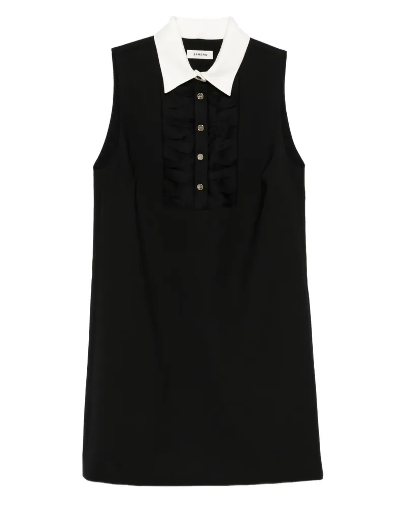 Sandro Ärmelloses Minikleid mit Rüschen - Schwarz Schwarz
