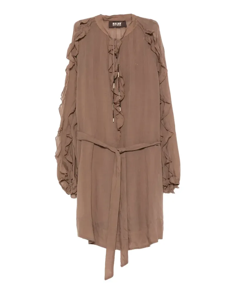 Bazar Deluxe Gerüschtes Kleid mit Gürtel - Braun Braun