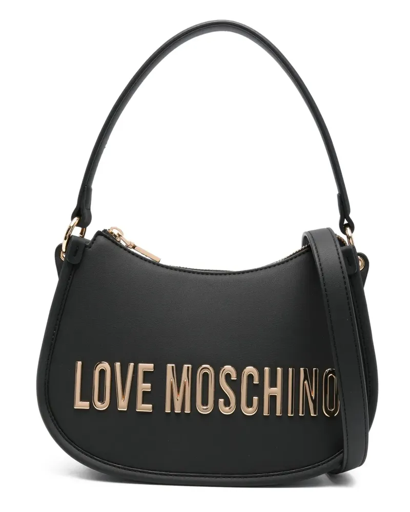 Moschino Schultertasche mit Logo-Schild - Schwarz Schwarz