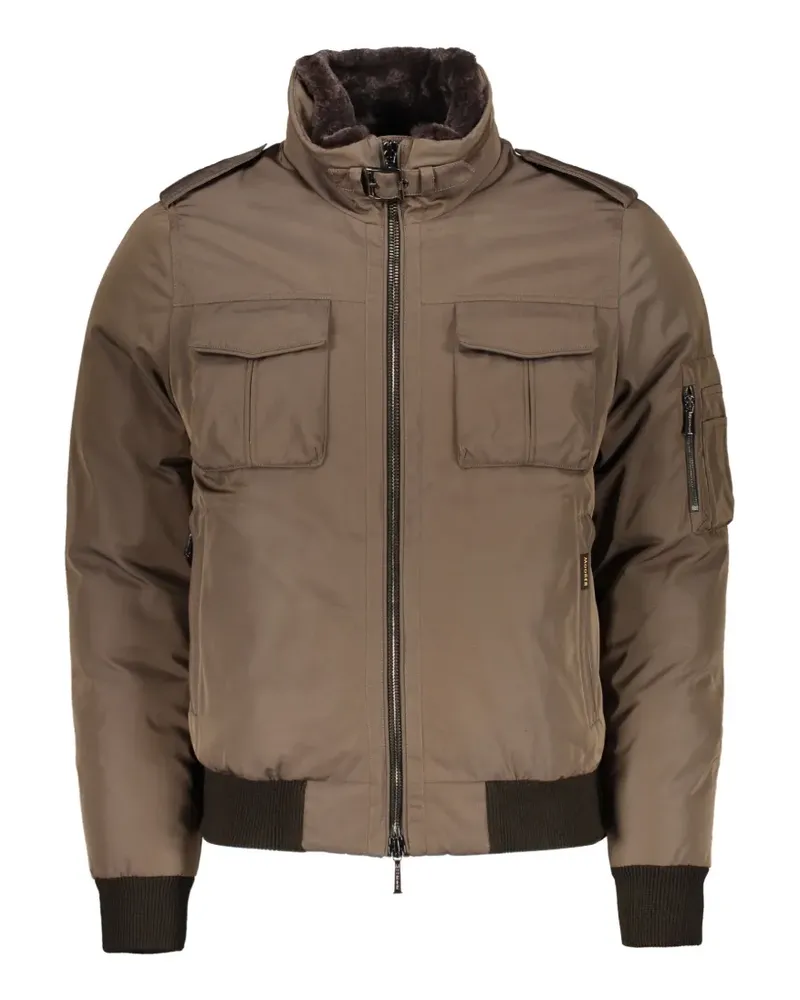MOORER fur-collar padded bomber jacket - Braun Braun