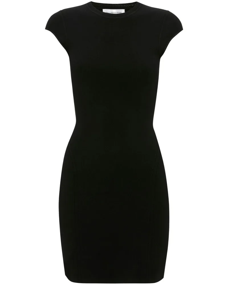 Victoria Beckham Gestricktes Minikleid mit angeschnittenen Ärmeln - Schwarz Schwarz