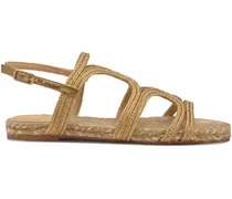 Flache Metallic-Sandalen - Gold