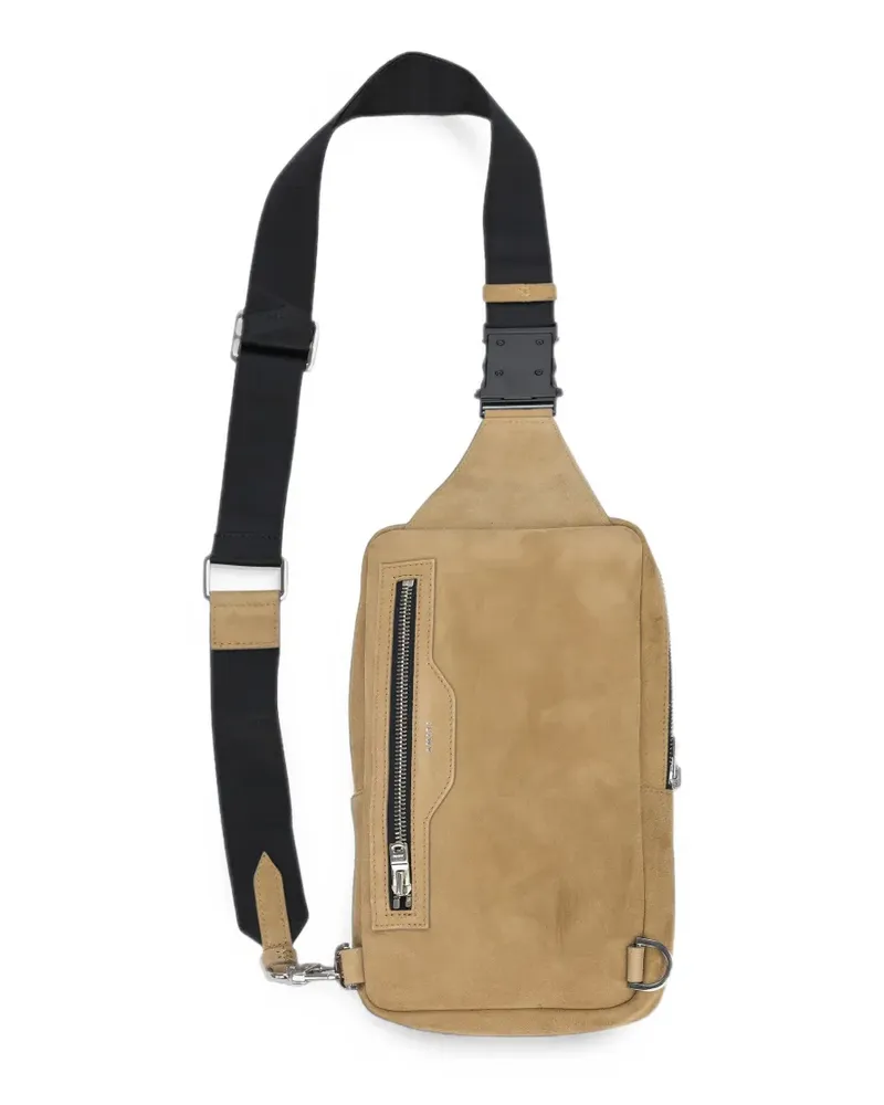 Amiri shearling-trim shoulder bag - Nude Nude