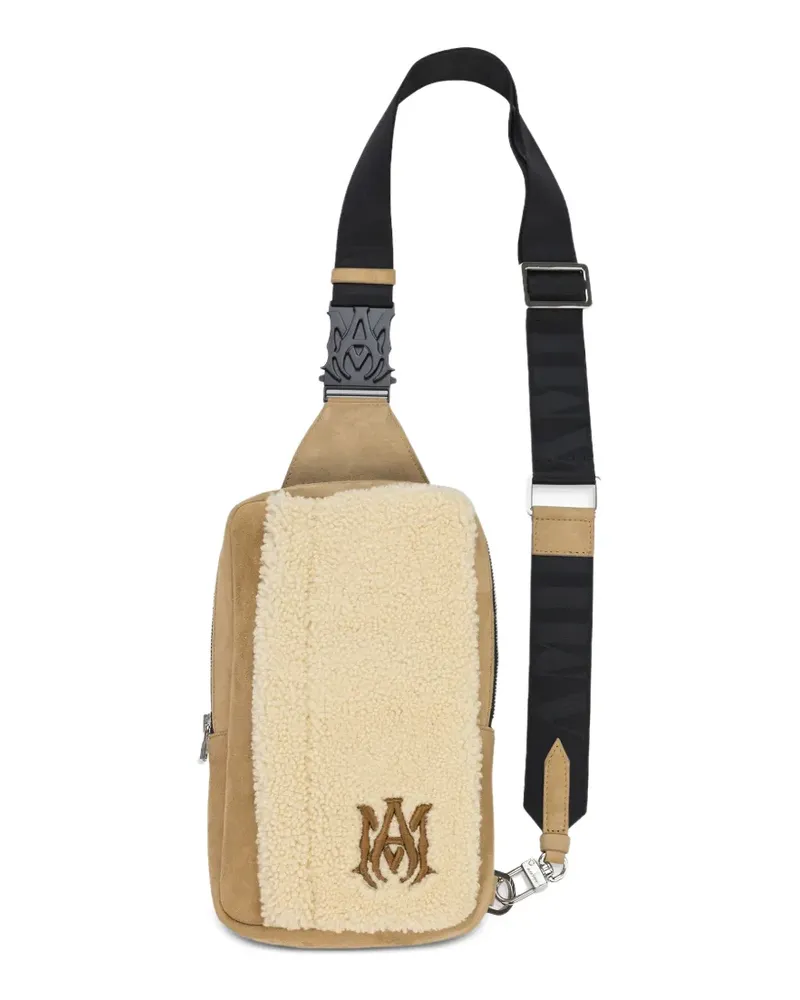 Amiri Schultertasche mit Shearling-Besatz - Nude Nude