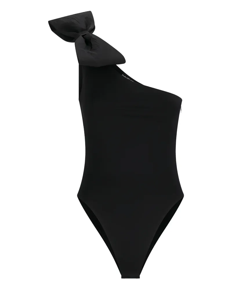 David Koma one-shoulder bow-detail body - Schwarz Schwarz