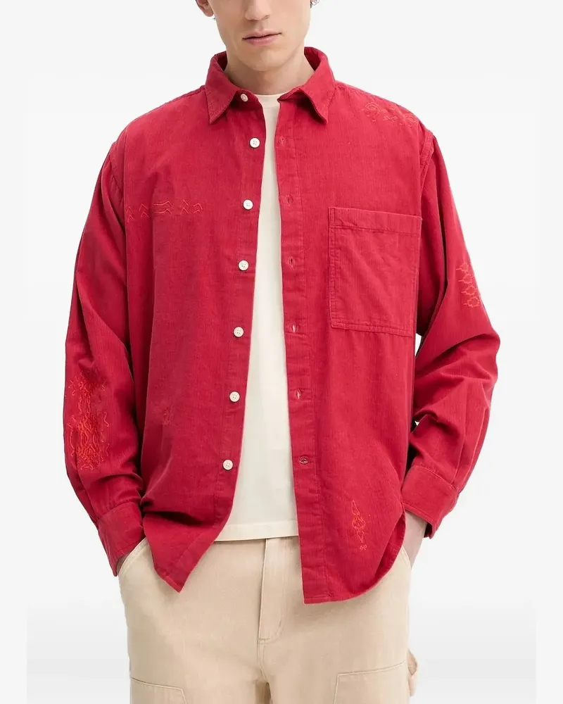 Desigual Cordhemd mit Logo-Stickerei - Rot Rot