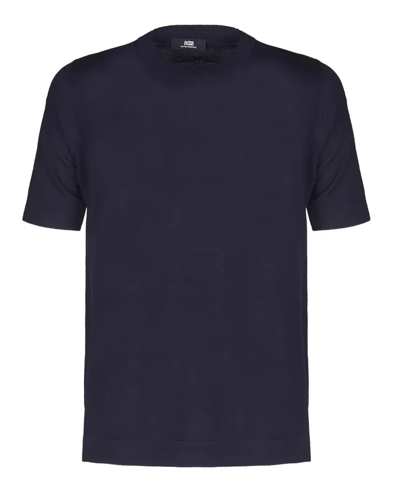 Alpha Studio short-sleeved crew-neck sweater - Blau Blau