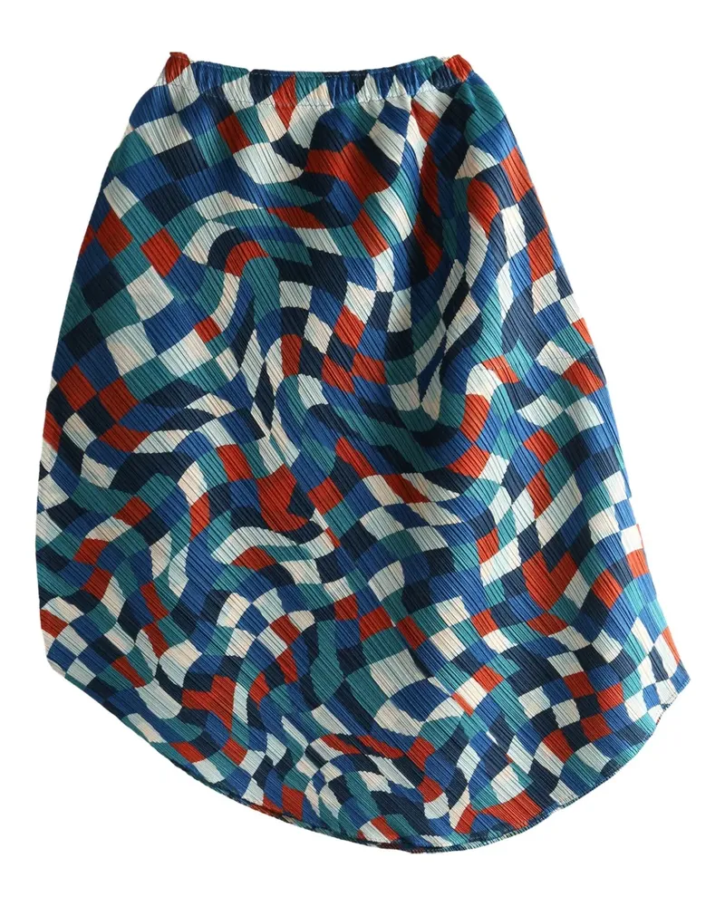 Issey Miyake geometric-pattern skirt - Blau Blau