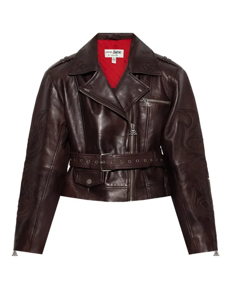Gestuz x Barbie leather jacket - Braun Braun