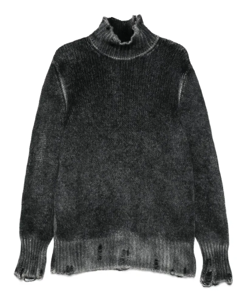 Avant Toi Ausgefranster Pullover mit Stehkragen - Grau Grau