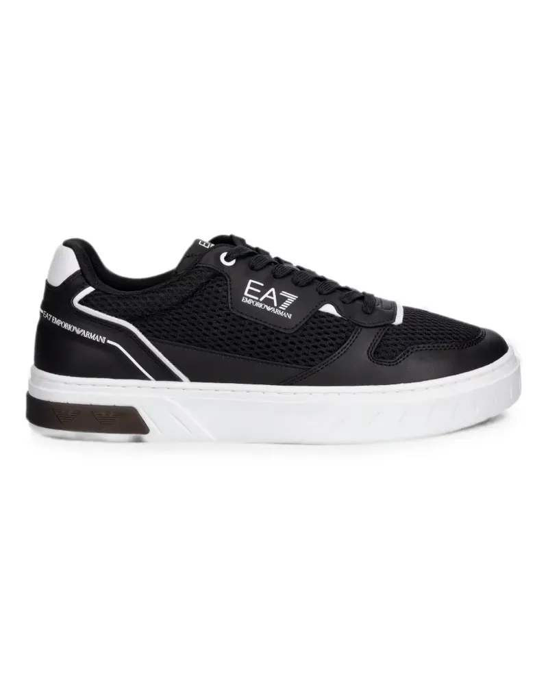 EA7 mesh-panelled logo-print sneakers - Schwarz Schwarz