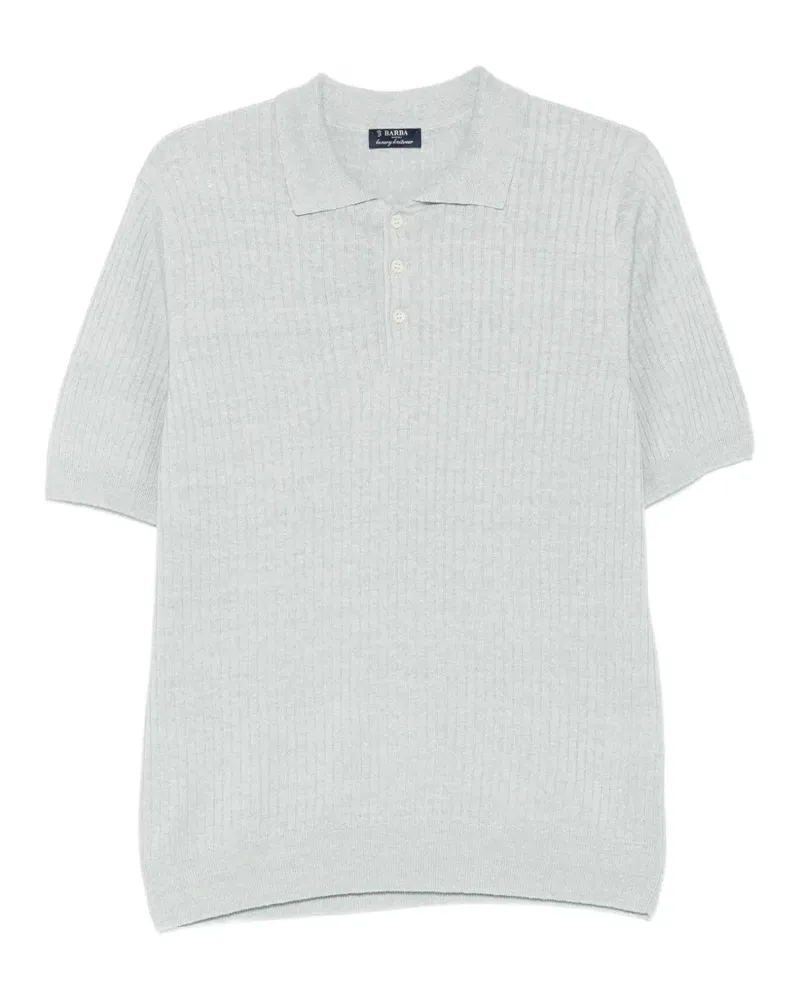 BARBA ribbed-knit polo shirt - Blau Blau
