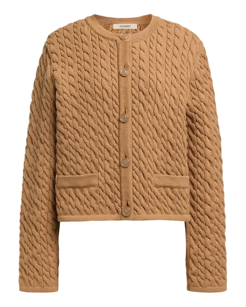 12 STOREEZ Cardigan mit Zopfmuster - Nude Nude