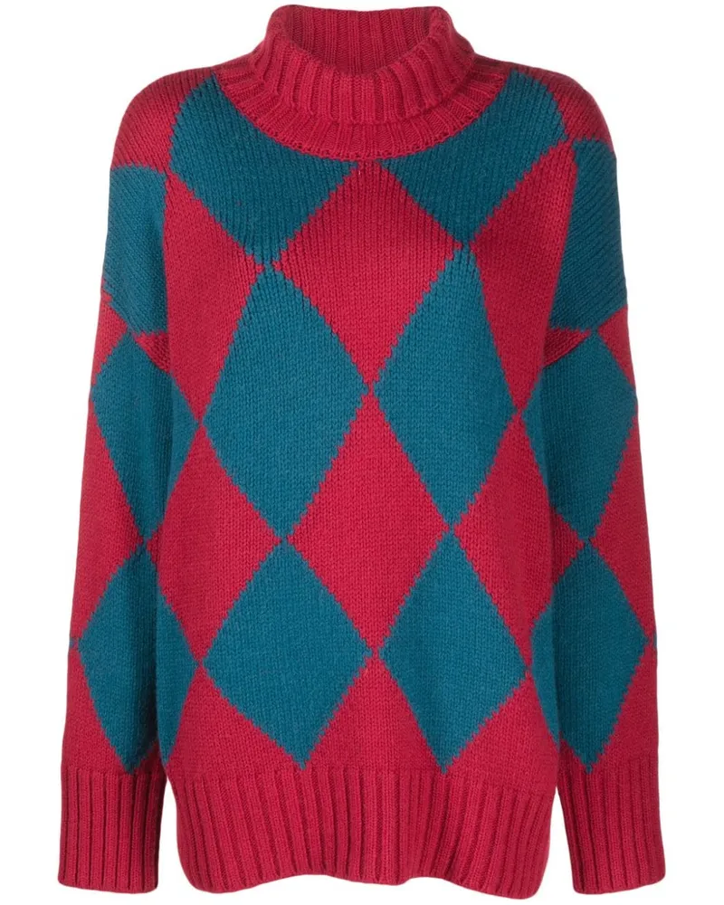 La DoubleJ Intarsien-Pullover mit Argyle-Muster - Blau Blau