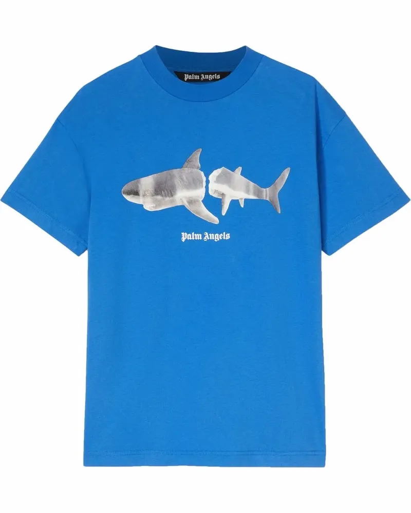 Palm Angels T-Shirt mit Hai-Print - Blau Blau