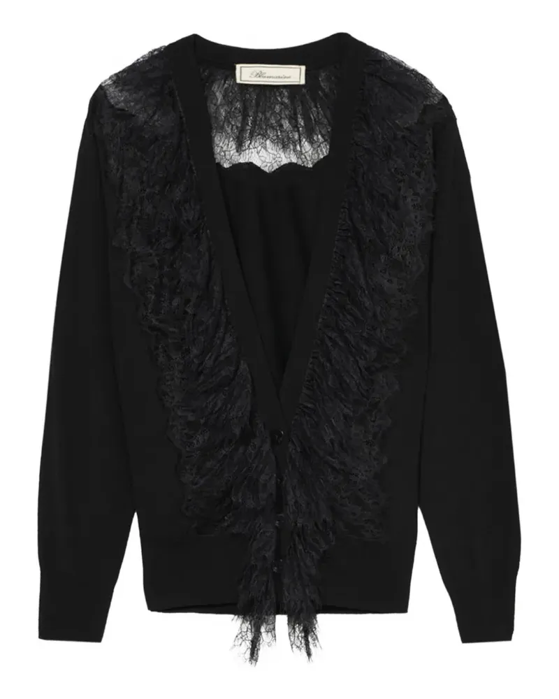 Blumarine Cardigan mit Spitzenbesatz - Schwarz Schwarz