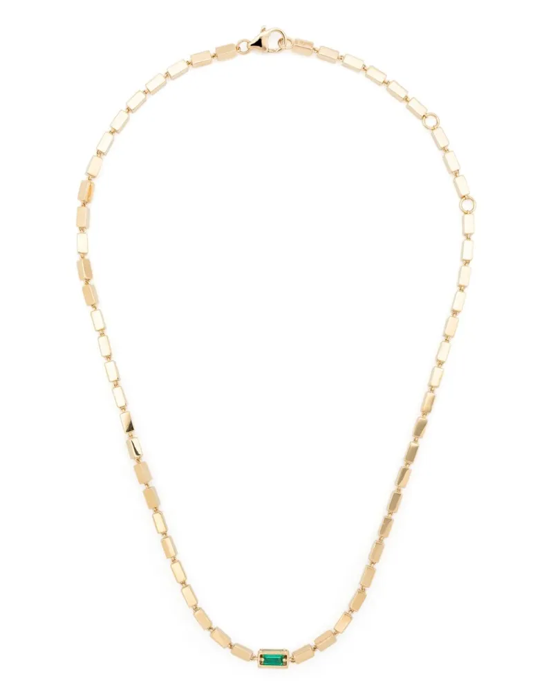 Suzanne Kalan 18kt Block-Chain Gelbgoldhalskette mit Smaragd Gold