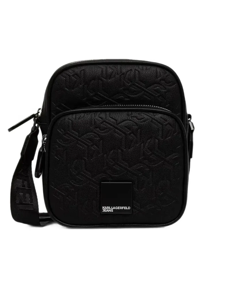 Karl Lagerfeld monogram-embossed messenger bag - Schwarz Schwarz