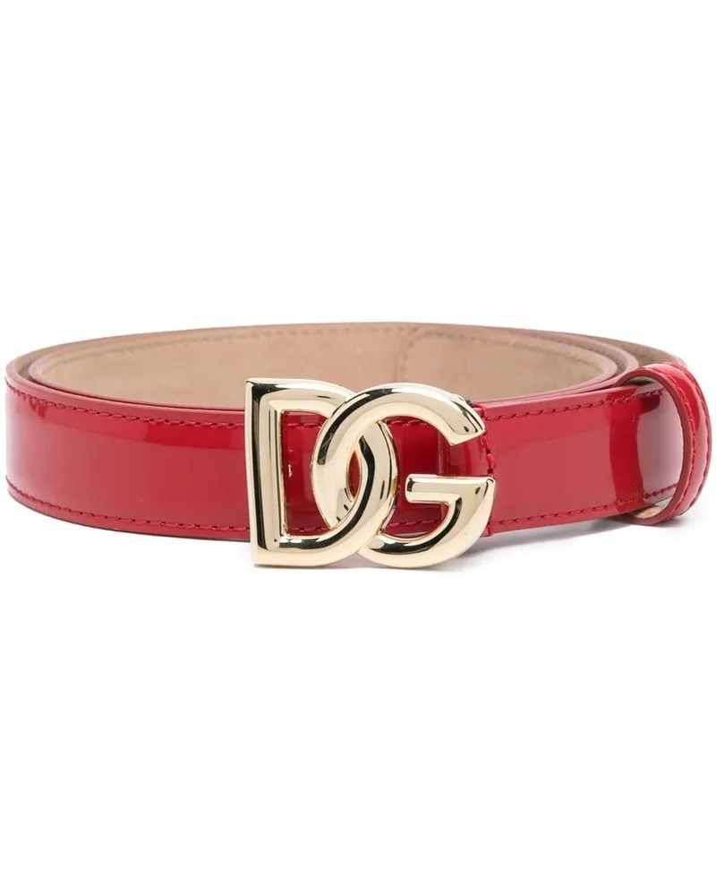 Dolce & Gabbana Gürtel mit Logo-Schild - Rot Rot