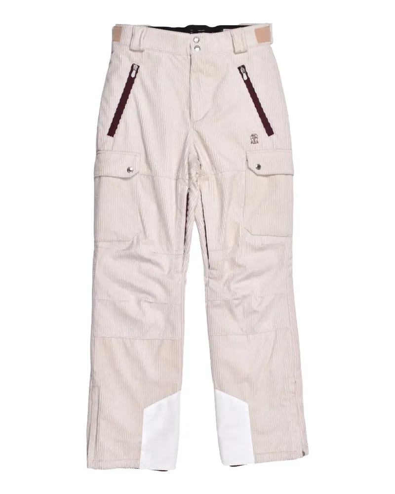 Brunello Cucinelli corduroy-effect cargo-pocket ski pants - Nude Nude
