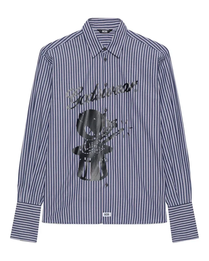 GCDS Gestreifte Hemdjacke - Blau Blau