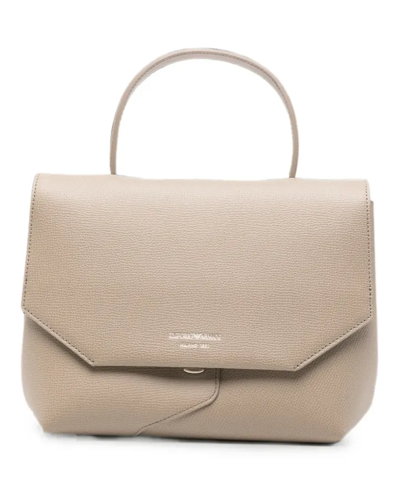 Emporio Armani grained-leather tote bag - Nude Nude