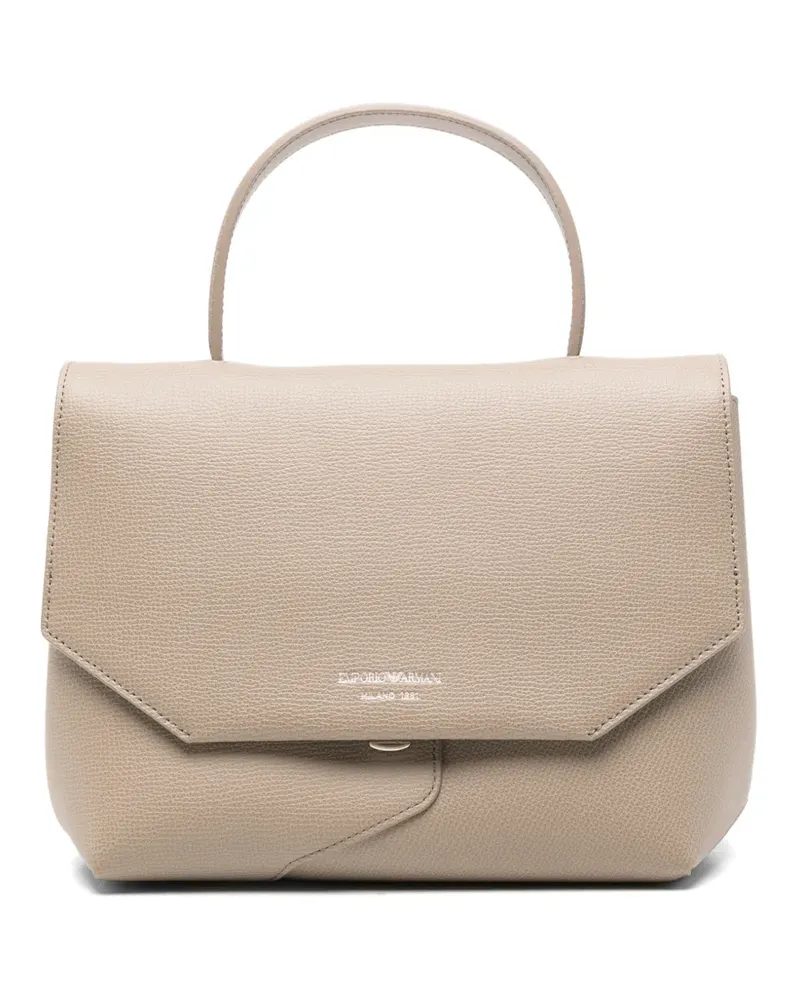 Emporio Armani grained-leather tote bag - Nude Nude