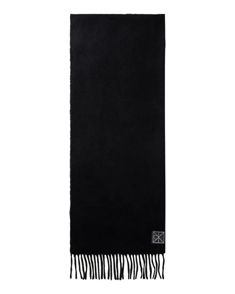 Calvin Klein logo-patch fringed scarf - Schwarz Schwarz