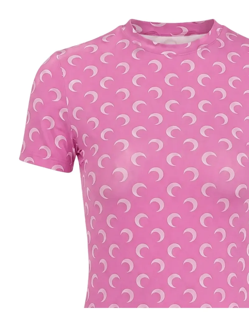 Marine Serre moon-print T-shirt - Rosa Rosa