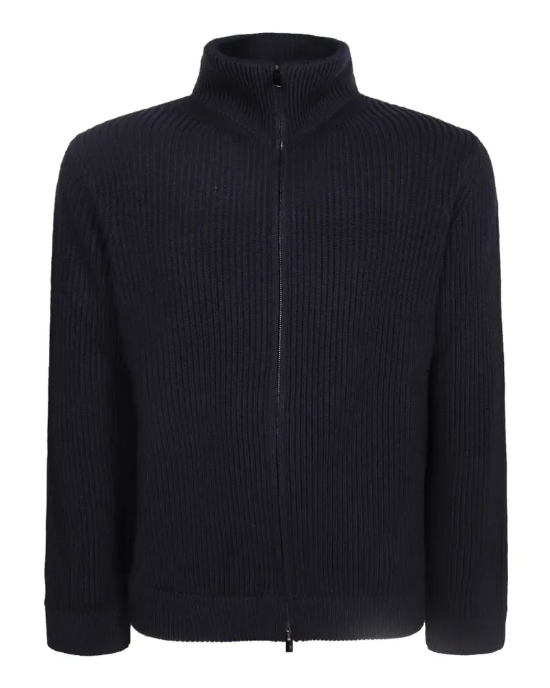 Dell'oglio Gerippter Cardigan mit Reißverschluss - Blau Blau