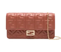 Gesteppte Baguette Clutch mit Logo-Schild - Rot