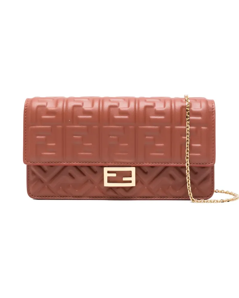 Fendi Gesteppte Baguette Clutch mit Logo-Schild - Rot Rot