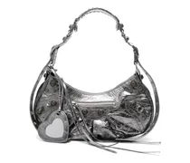 Kleine metallische Le Cagole Schultertasche - Silber